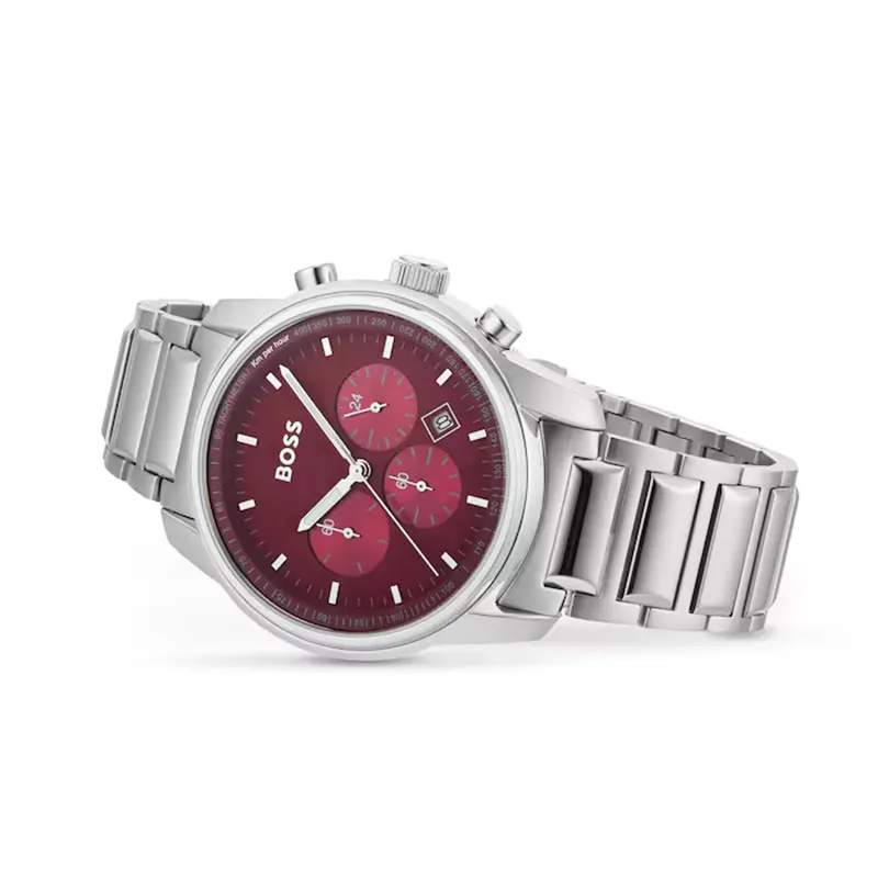 Hugo Boss Trace Series Chronograph Maroon Dial Men's Watch- 1514004